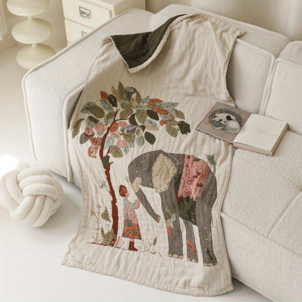 Vintage Floral 100% Cotton Bath Towel Blanket