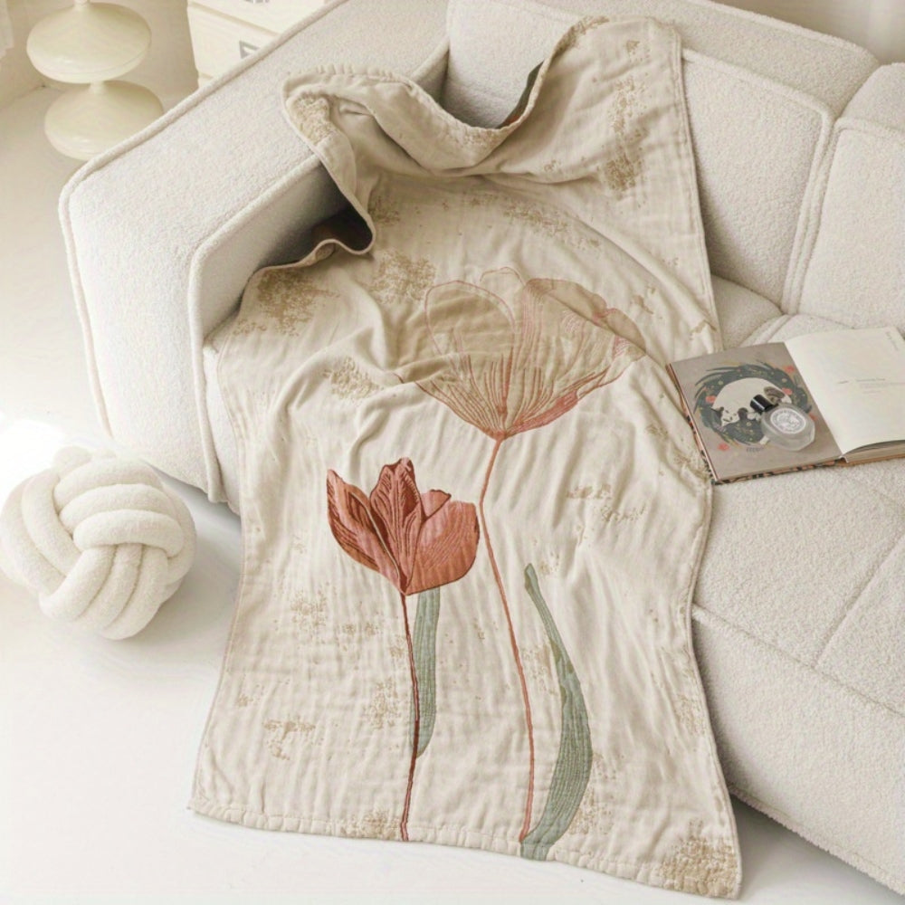 Vintage Floral 100% Cotton Bath Towel Blanket