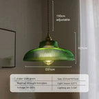 Vintage Green Glass Dimmable Pendant Light (LED Bulb Included)