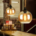 Vintage Hemp Rope Glass Globe Pendant Light