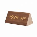 Voice & Clap-Activated Wooden LED Alarm Clock