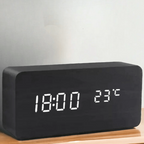 Voice & Clap-Activated Wooden LED Alarm Clock