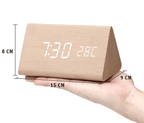 Voice & Clap-Activated Wooden LED Alarm Clock