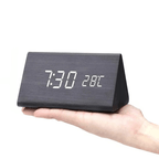 Voice & Clap-Activated Wooden LED Alarm Clock