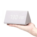 Voice & Clap-Activated Wooden LED Alarm Clock