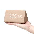 Voice & Clap-Activated Wooden LED Alarm Clock