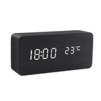 Voice & Clap-Activated Wooden LED Alarm Clock
