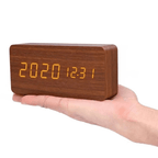 Voice & Clap-Activated Wooden LED Alarm Clock