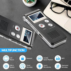 Voice Recorder Voice-Activated 64 GB USB Rechargeable