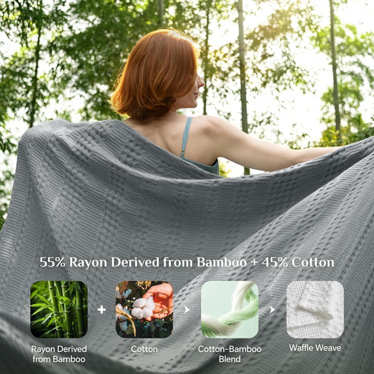 Waffle Blanket Cooling Cotton & Bamboo Blend