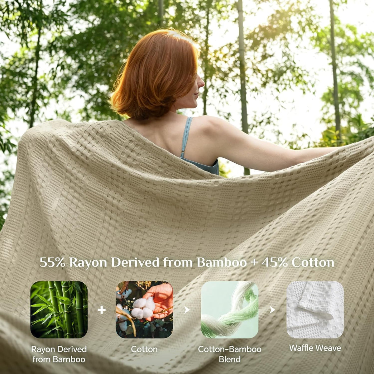 Waffle Blanket Cooling Cotton & Bamboo Blend