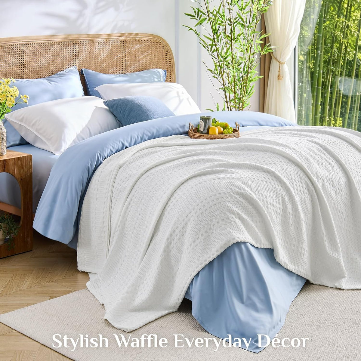 Waffle Blanket Cooling Cotton & Bamboo Blend