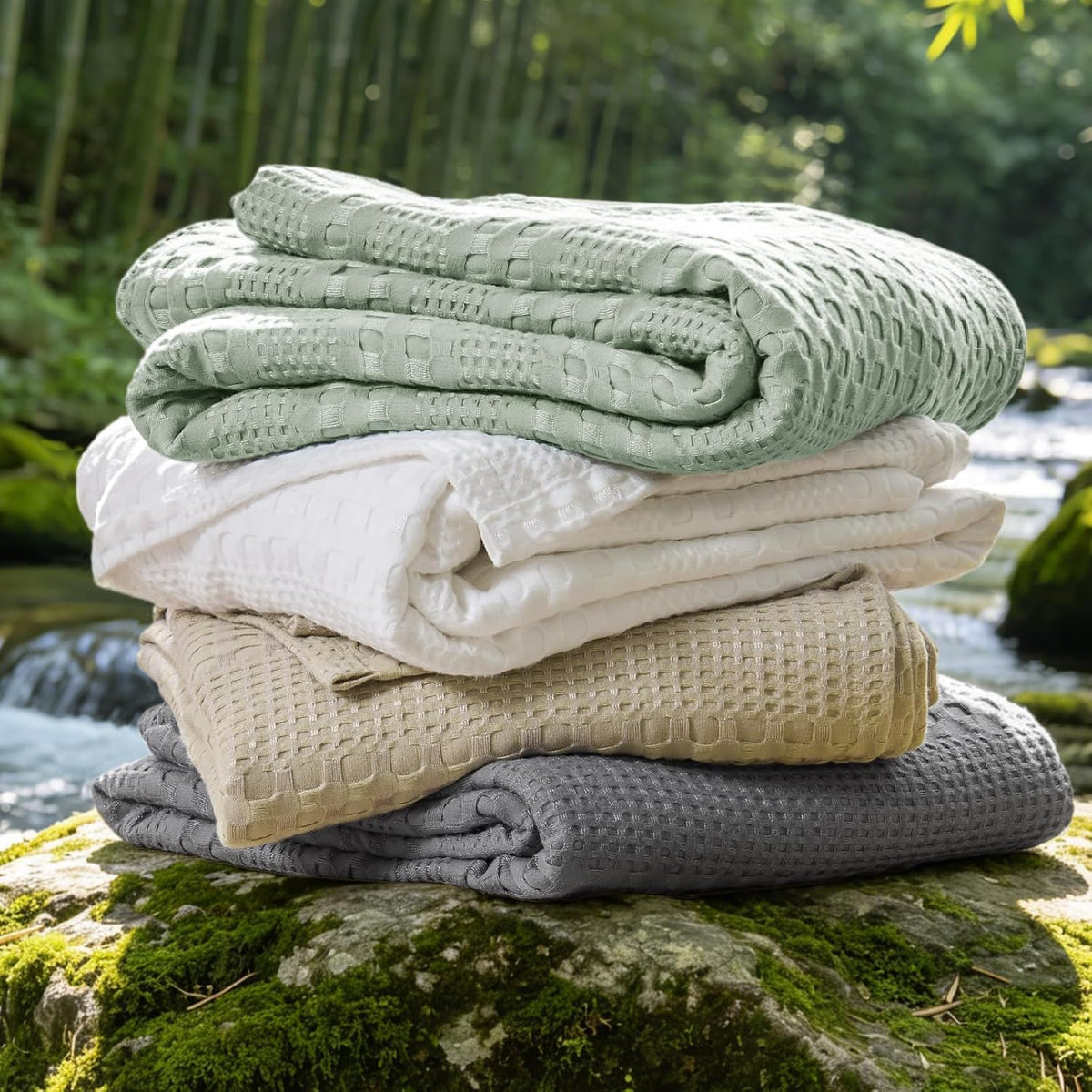 Waffle Blanket Cooling Cotton & Bamboo Blend