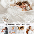 Waffle Weave Blanket 100% Cotton Lightweight & Breathable