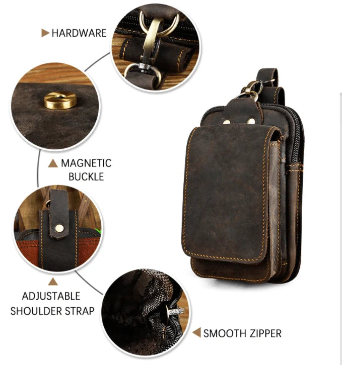 Waist Bag Full-Grain Leather Adjustable Strap