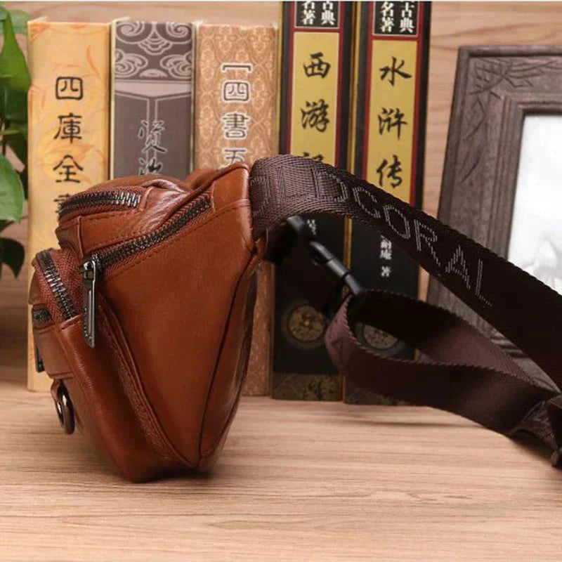 Waist Bag Genuine Cowhide Leather Adjustable Strap