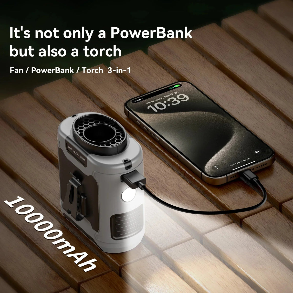 Waist Fan Clip-On Hands-Free 10000mAh