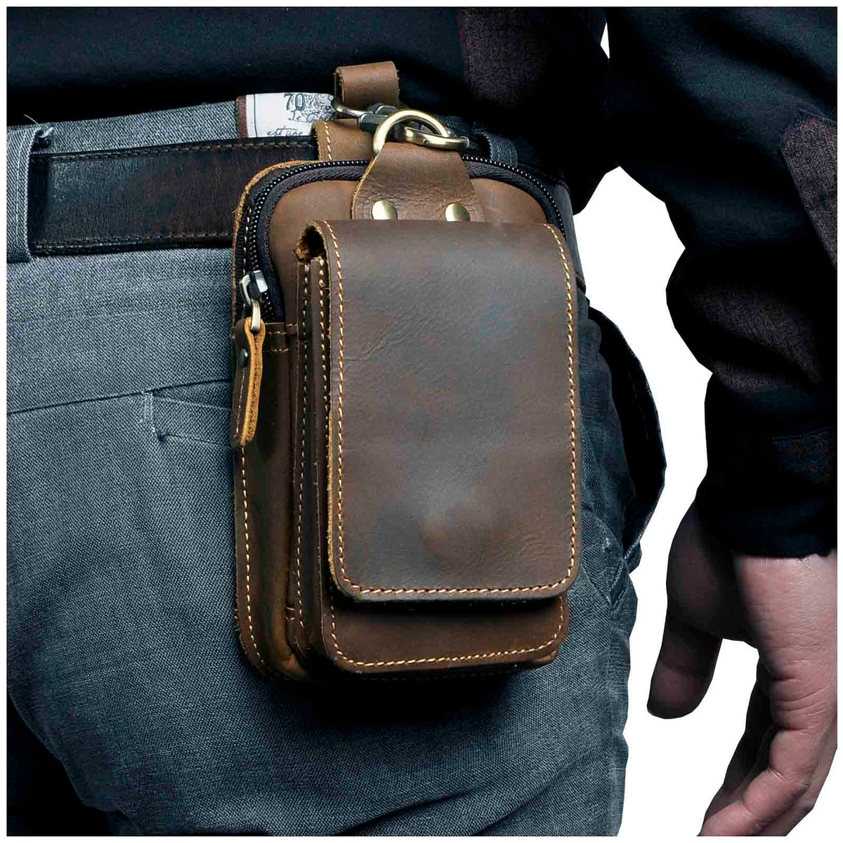 Waist Pack Full-Grain Leather RF Shielding