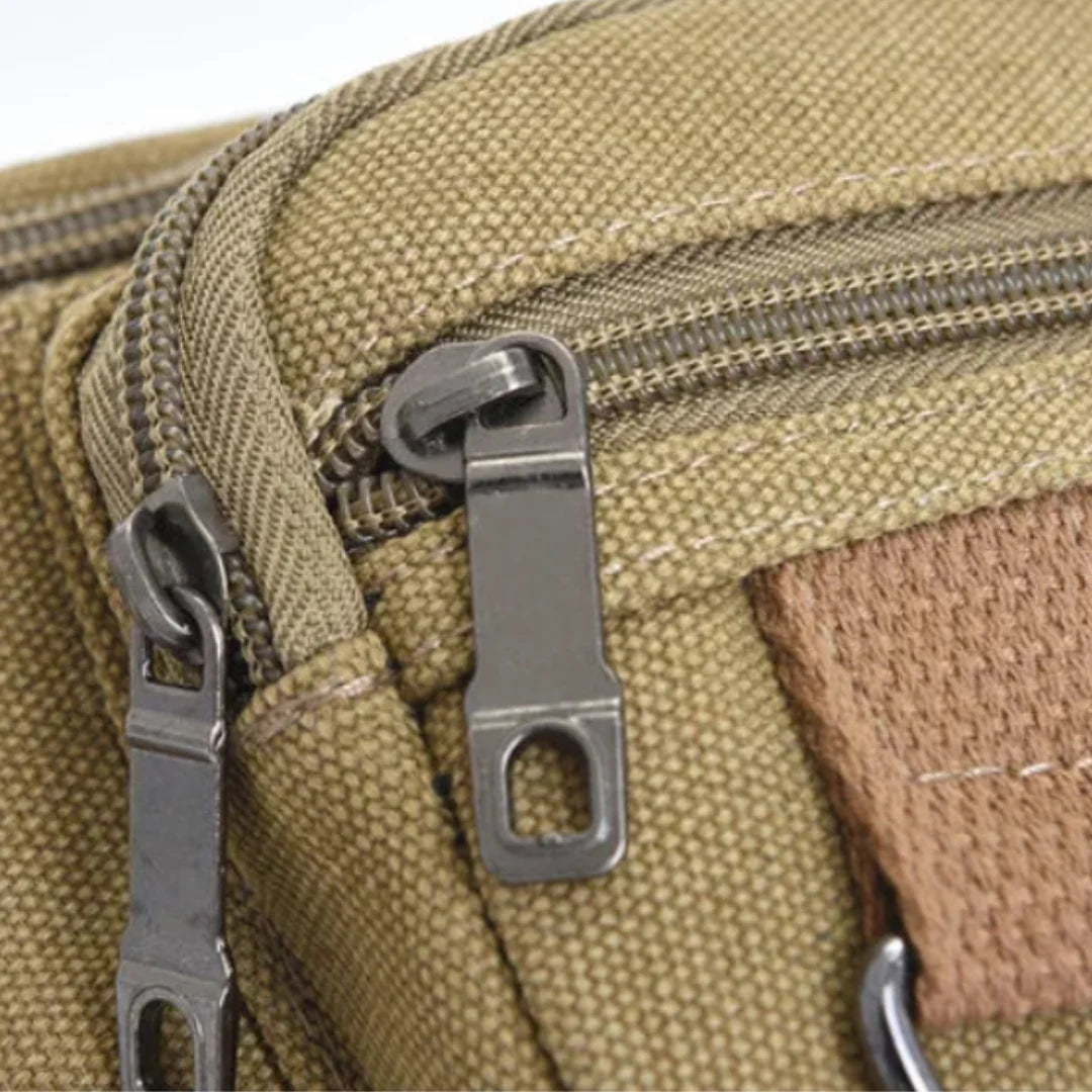 Waist Pack Thick Canvas Multiple Zippered Pockets