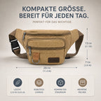 Waist Pack Thick Canvas Multiple Zippered Pockets