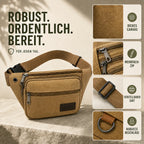 Waist Pack Thick Canvas Multiple Zippered Pockets