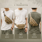 Waist Pack Thick Canvas Multiple Zippered Pockets