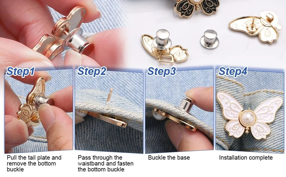 Waist Tightener Clip Butterfly Shape Faux Pearl No-Sew