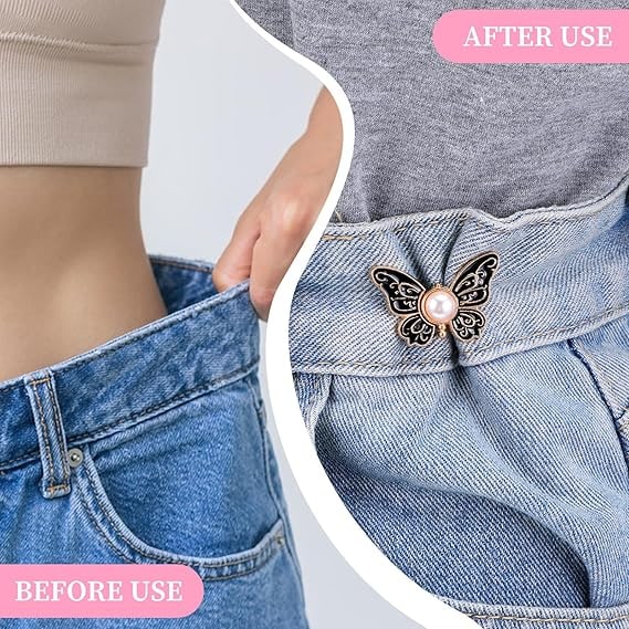 Waist Tightener Clip Butterfly Shape Faux Pearl No-Sew