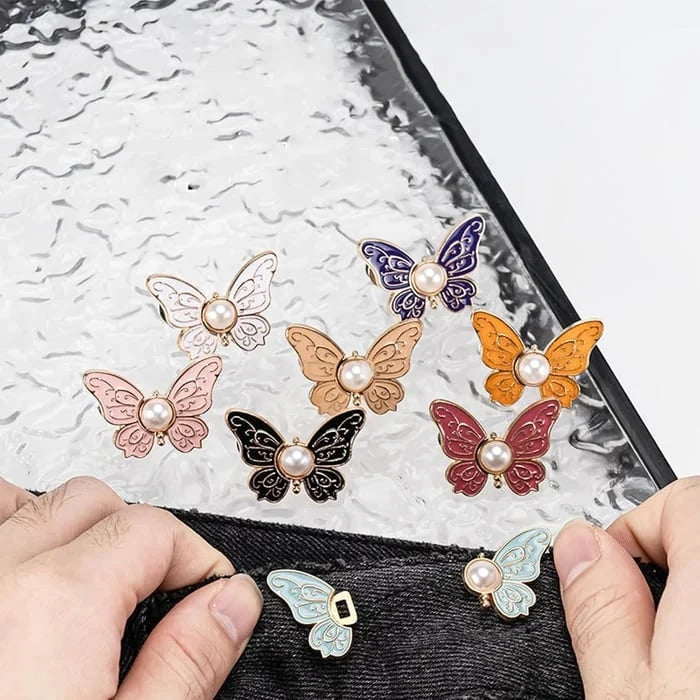Waist Tightener Clip Butterfly Shape Faux Pearl No-Sew