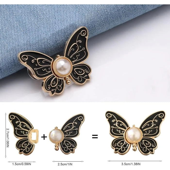 Waist Tightener Clip Butterfly Shape Faux Pearl No-Sew