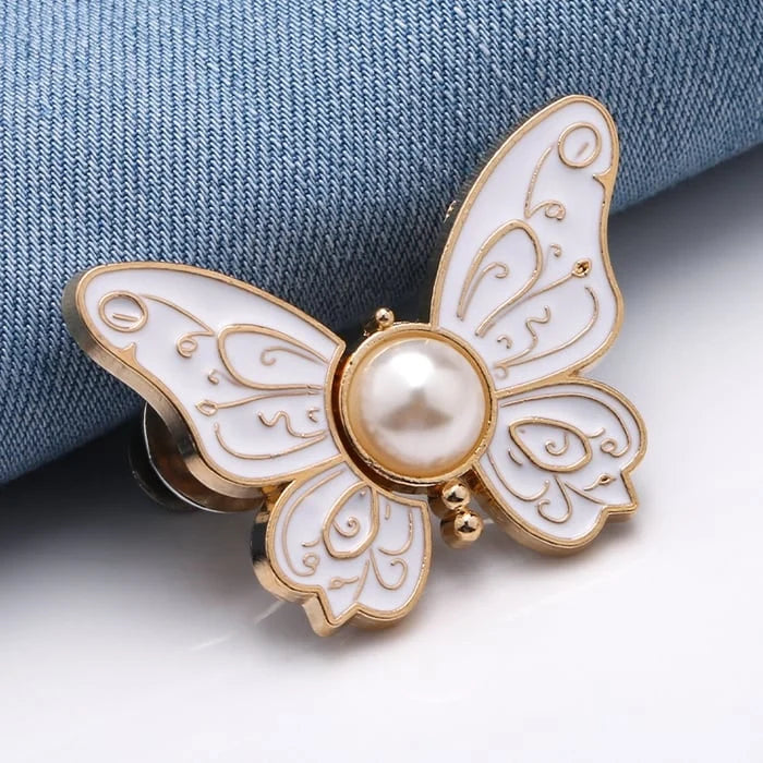 Waist Tightener Clip Butterfly Shape Faux Pearl No-Sew