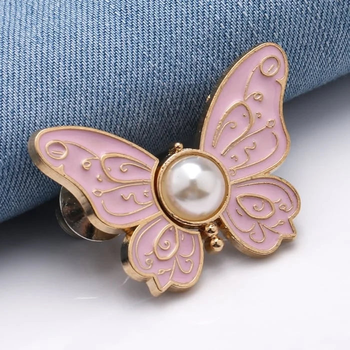 Waist Tightener Clip Butterfly Shape Faux Pearl No-Sew