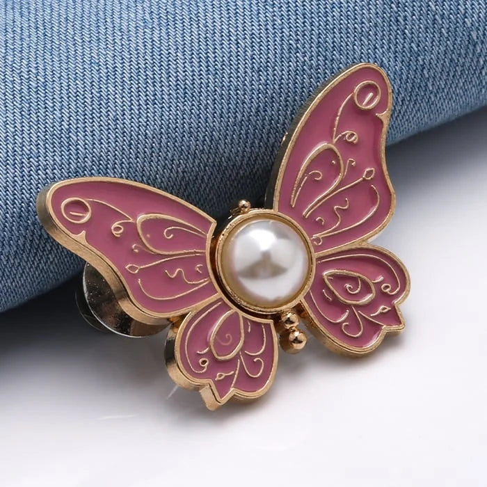 Waist Tightener Clip Butterfly Shape Faux Pearl No-Sew