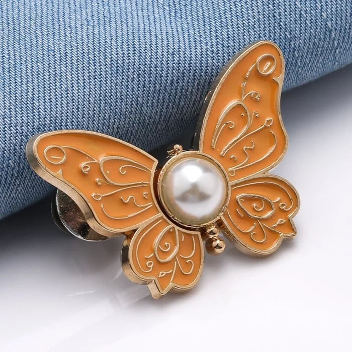 Waist Tightener Clip Butterfly Shape Faux Pearl No-Sew