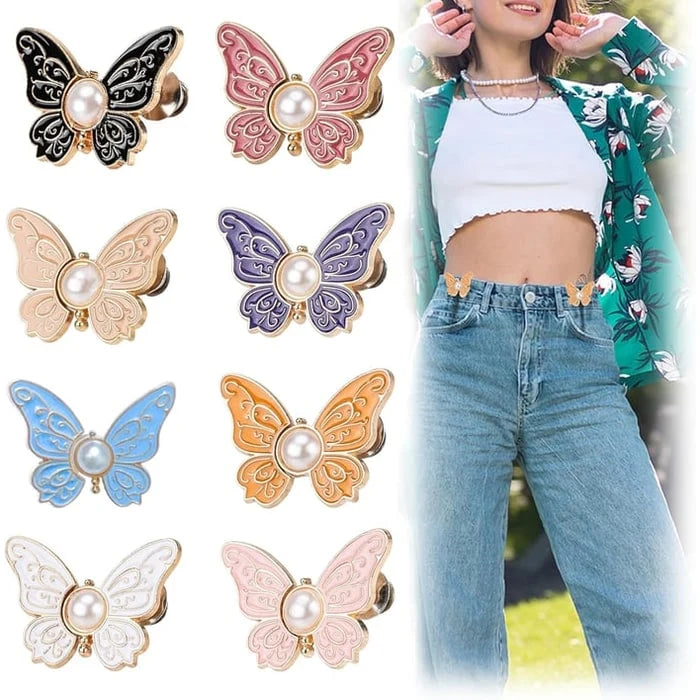 Waist Tightener Clip Butterfly Shape Faux Pearl No-Sew