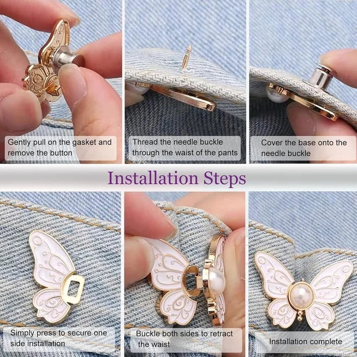 Waist Tightener Clip Butterfly Shape Faux Pearl No-Sew