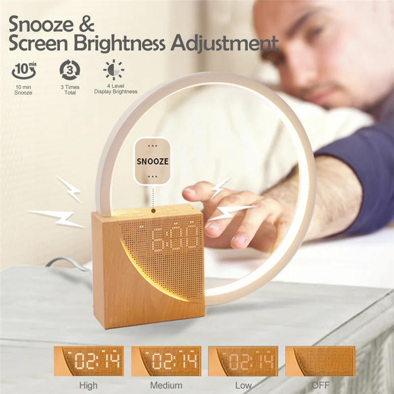 Wake-Up Light & Alarm USB Charging Bedside Lamp
