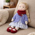 Waldorf Doll Handmade Cotton Body Embroidered Face Knitted Outfit