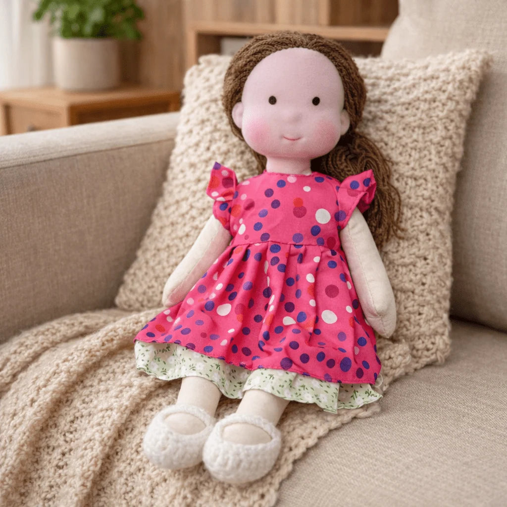 Waldorf Doll Handmade Cotton Body Embroidered Face Knitted Outfit