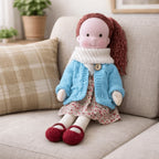 Waldorf Doll Handmade Cotton Body Embroidered Face Knitted Outfit