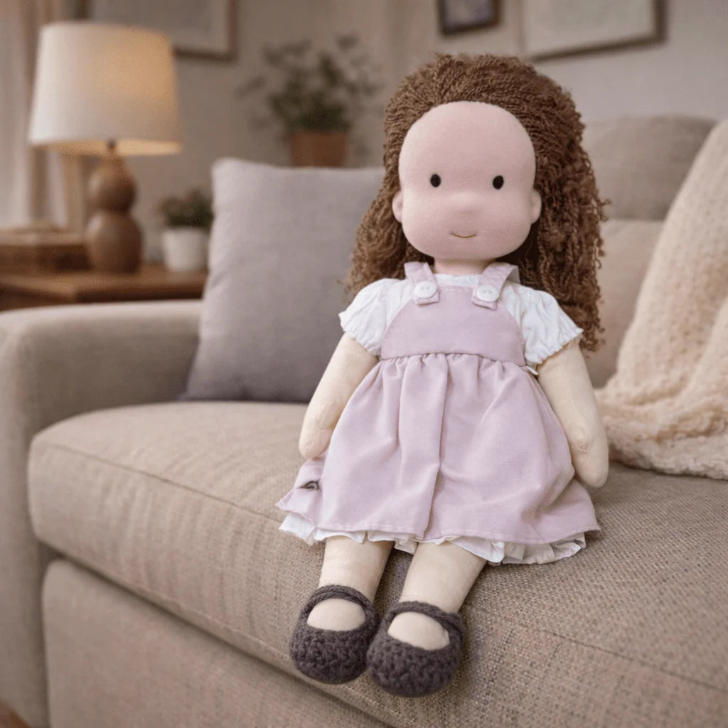 Waldorf Doll Handmade Cotton Body Embroidered Face Knitted Outfit