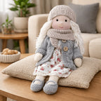 Waldorf Doll Handmade Cotton Body Embroidered Face Knitted Outfit