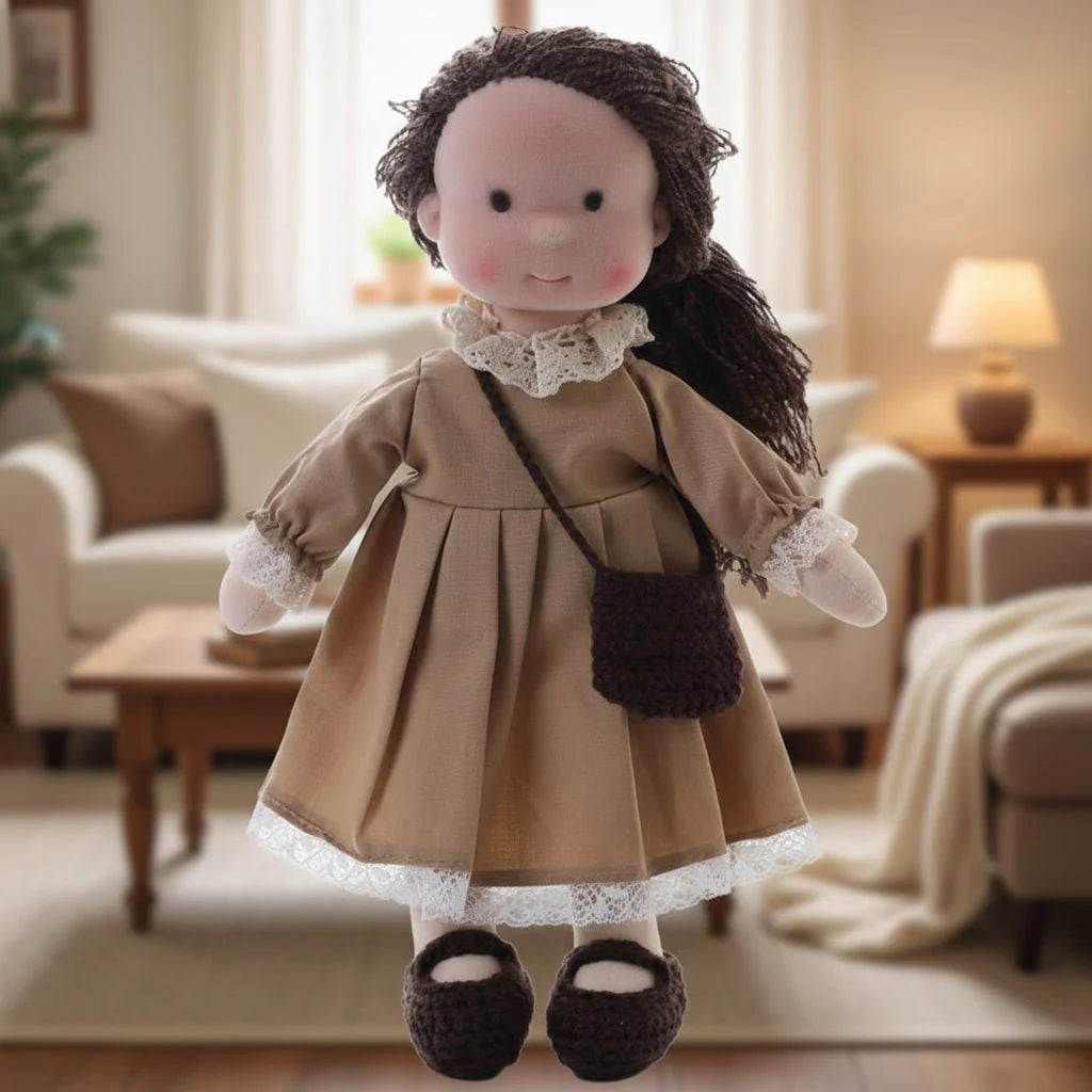 Waldorf Doll Handmade Cotton Body Embroidered Face Knitted Outfit