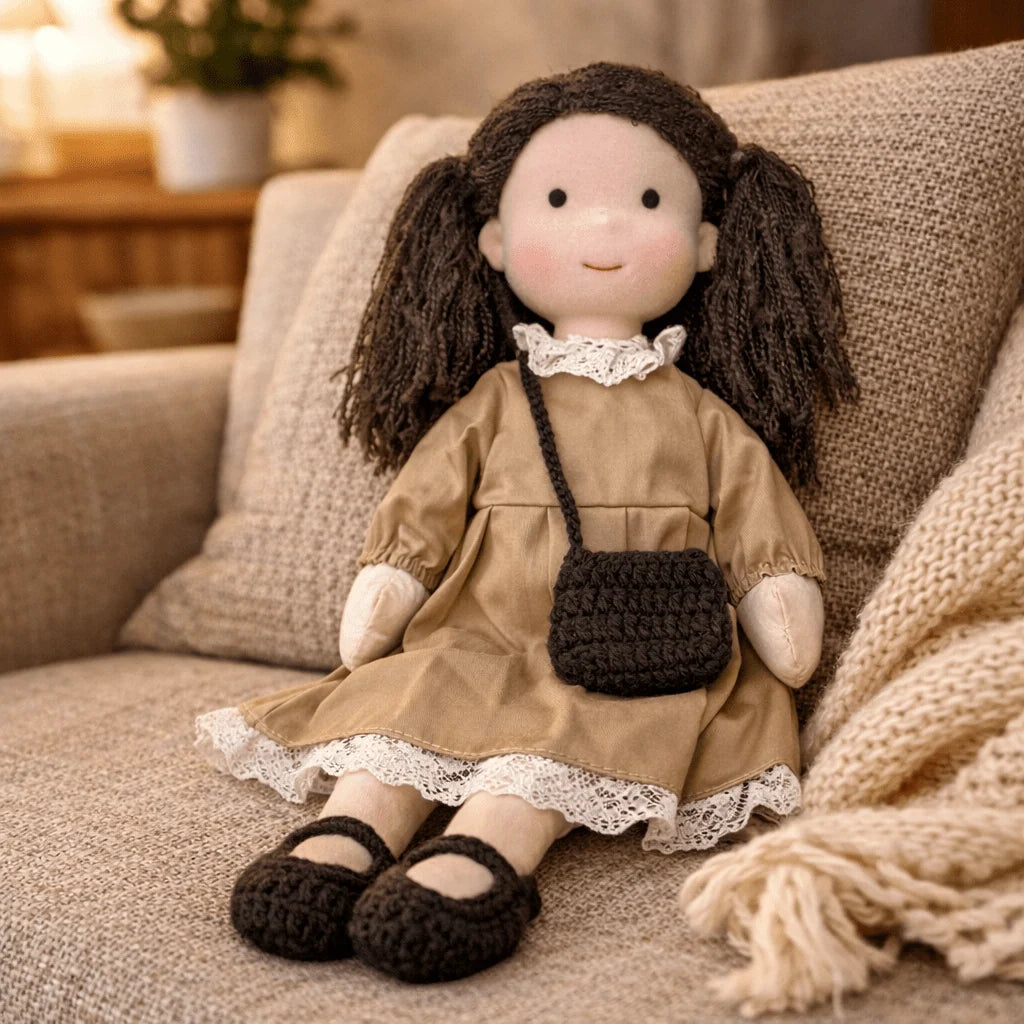 Waldorf Doll Handmade Cotton Body Embroidered Face Knitted Outfit
