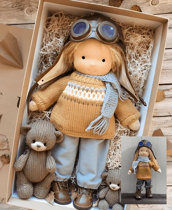 Waldorf Doll Handmade Natural Wool & Cotton