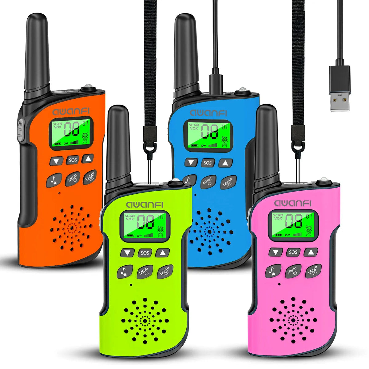 Walkie Talkies Long-Range 1.9 Mile Rechargeable USB-C