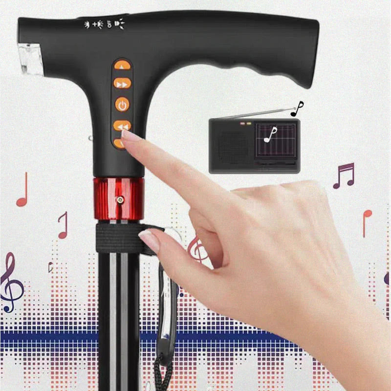 Walking Cane Adjustable Foldable Aluminum Flashlight & Emergency Light
