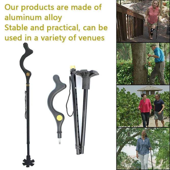 Walking Cane Aluminum Ergonomic Grip Twelve Heights