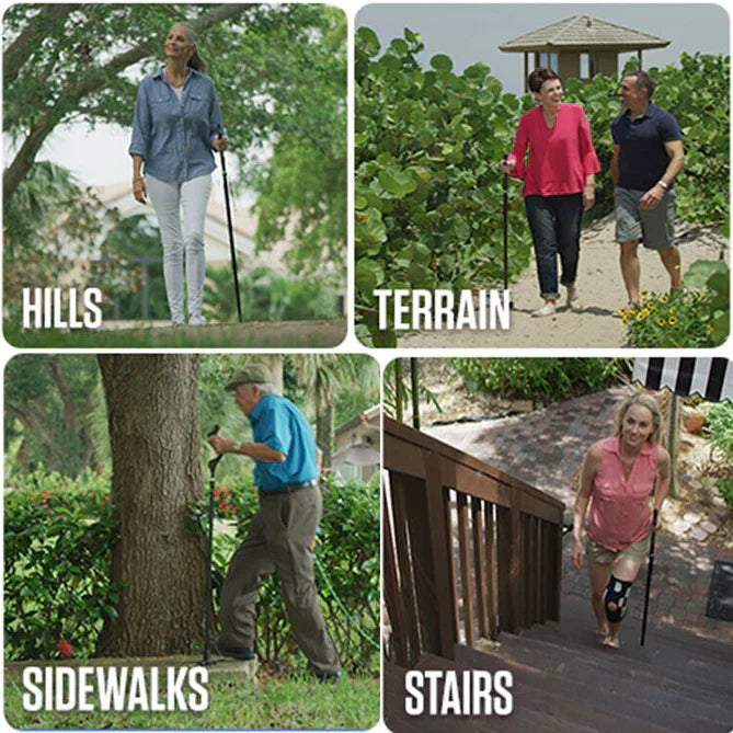 Walking Cane Aluminum Ergonomic Grip Twelve Heights