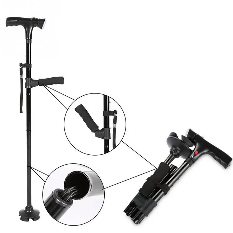 Walking Cane Ergonomic Handle Stable Support Lightweight Metal